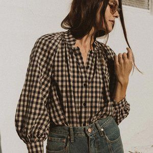 Esby Liza Top in Indigo Gingham